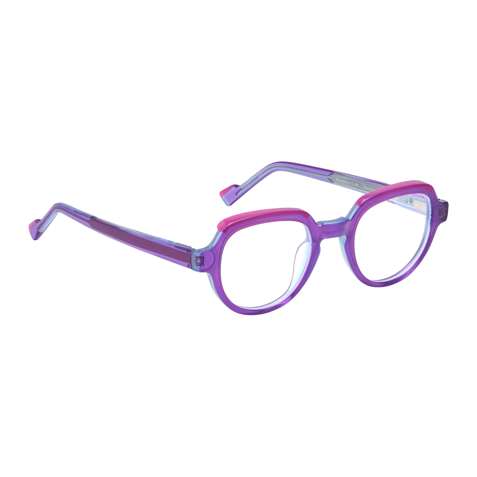 Gigi hand made outlets eye-wear, purple-green rectangular cellulose acetate, Parisian top model style made in Paris, France